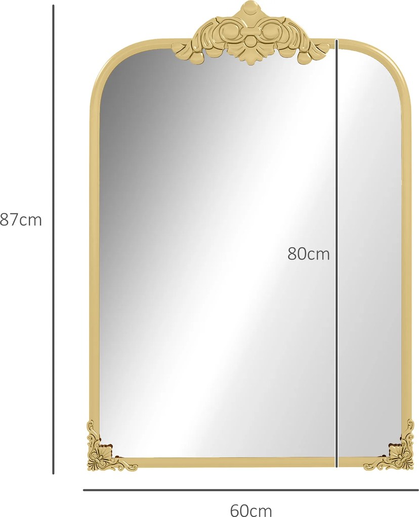 HOMCOM Stylowe Lustro Ścienne, 60x3x87cm, Złoty Kolor