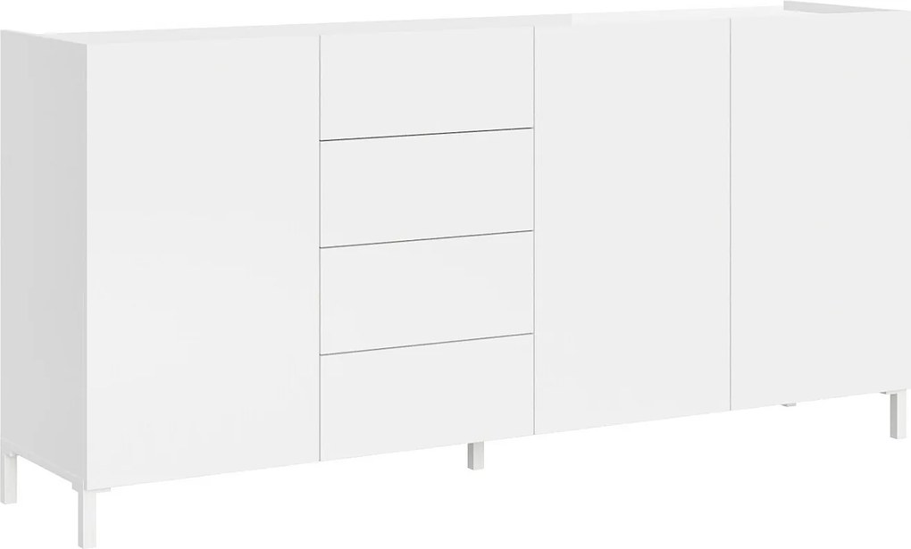 Komoda 3-drzwiowa z 4 szufladami Solaria 174x40x84 cm, biały połysk