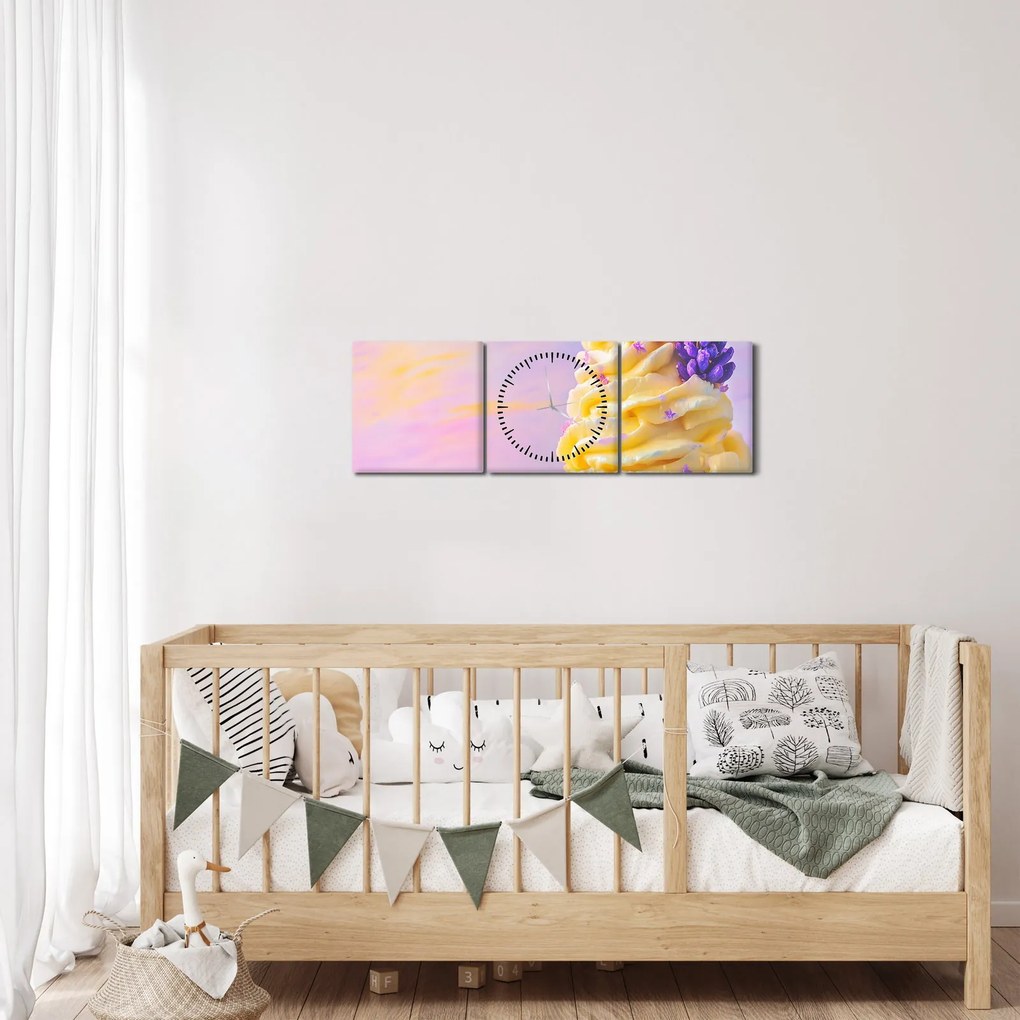 Obraz - Lody z lawendą (z zegarem) (90x30 cm)