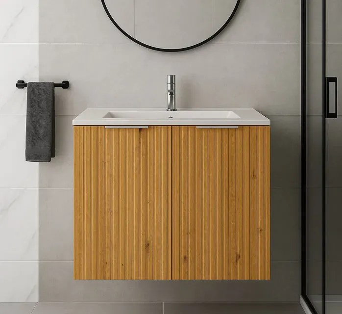 Szafka łazienkowa dwudrzwiowa 80 cm dąb craft złoty R9-C85