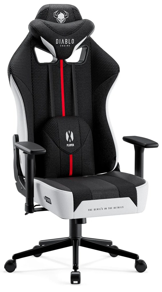 Materiałowy Fotel Diablo X-Player 2.0 Small: Biało-czarny