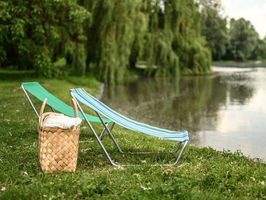 Składane leżak plażowy SAND, zielone paski
