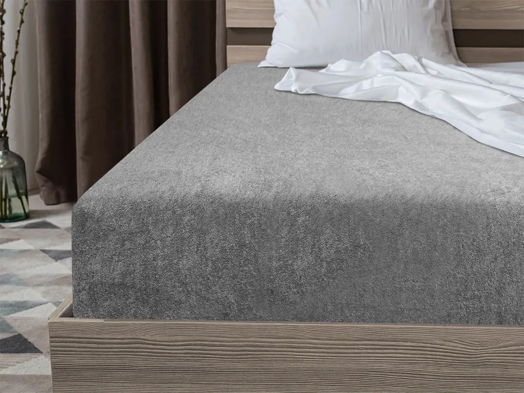 PrzytulneMieszkanie.pl Prześcieradło Frotte EXCLUSIVE jasnoszare 90 x 200 cm