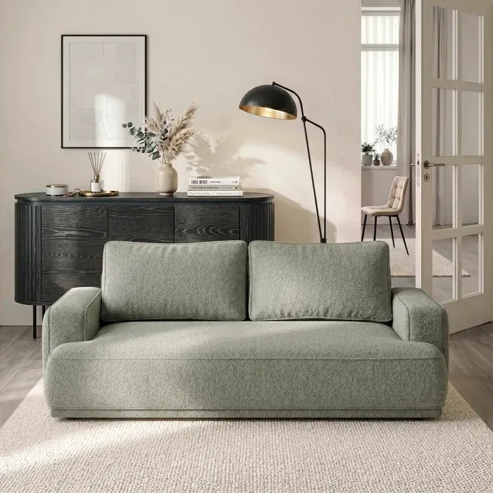 Sofa z Funkcją Spania CAMELIA Szara Boucle Japandi