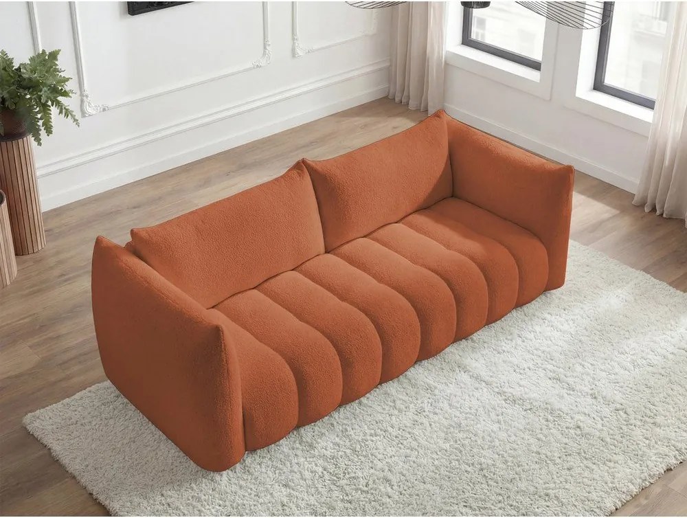 Pomarańczowa sofa z materiału bouclé 286 cm Azra – Bobochic Paris
