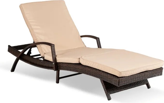 Fotel Ogrodowy Leżak FELIZ Technorattan Brązowy/Beżowy