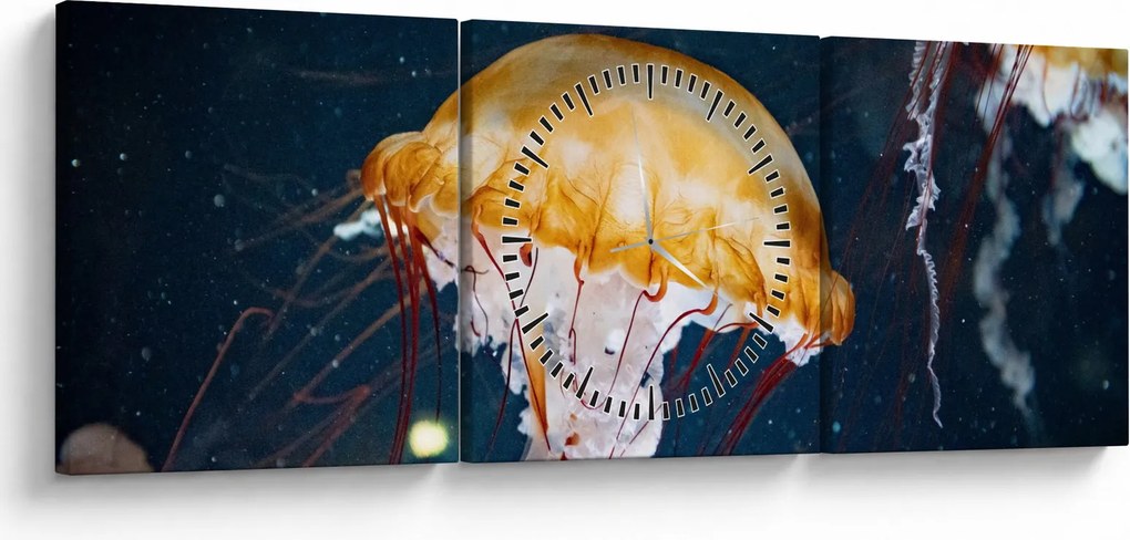 Obraz meduzy (z zegarem) (90x30 cm)