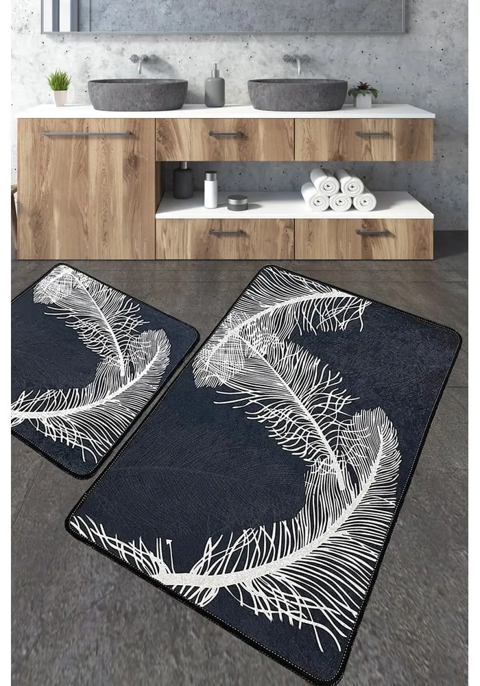 Antracytowe dywaniki łazienkowe zestaw 2 szt. 60x100 cm Alisan – Foutastic