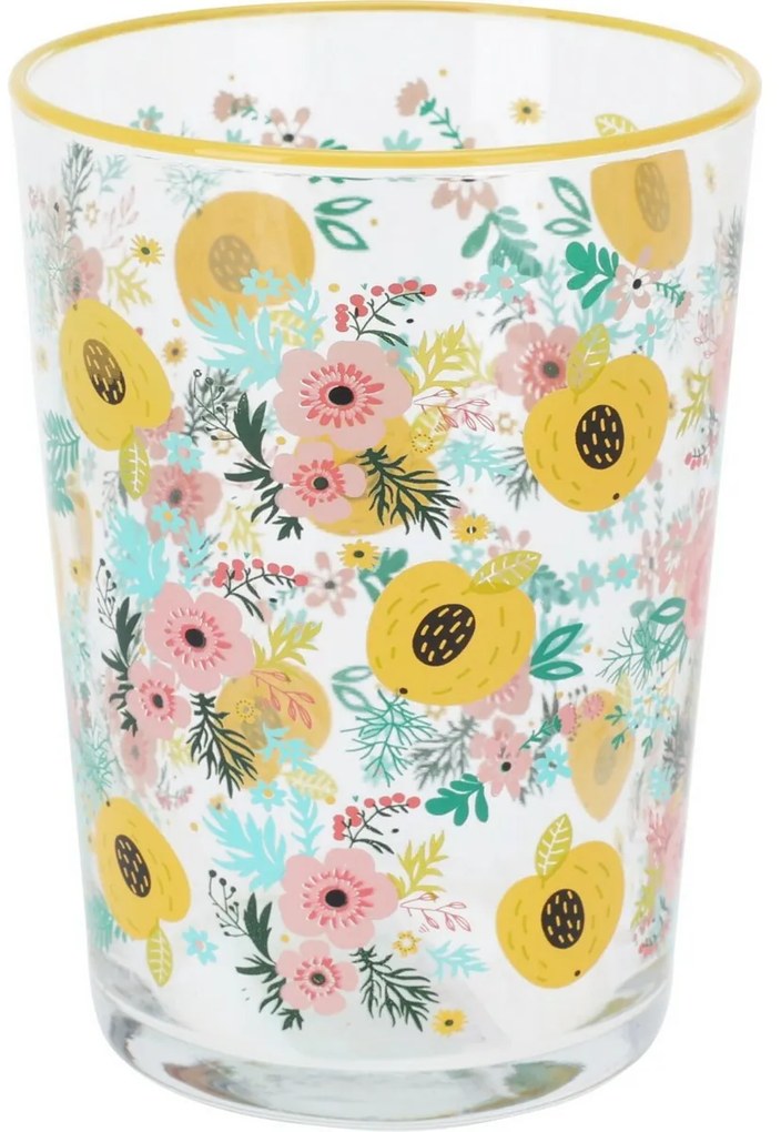 4-częściowy zestaw szklanek Flowers & Fruits 510 ml, żółty
