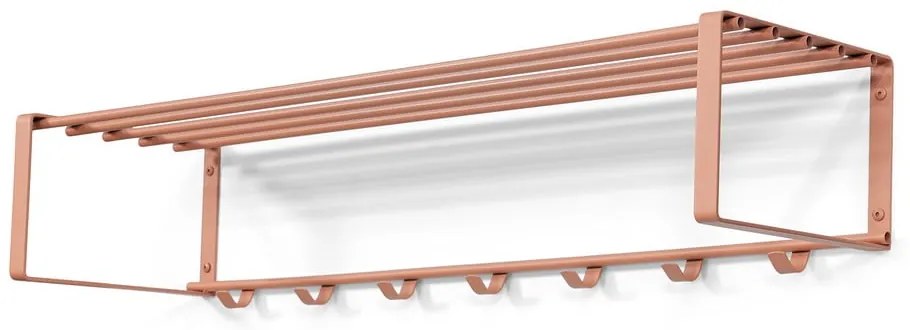 Łososiowy metalowy wieszak ścienny z półką 100 cm Rex – Spinder Design