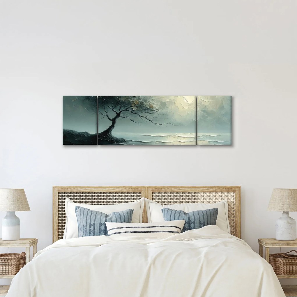 Obraz - Obraz olejny przedstawiający drzewo z oceanem (170x50 cm)