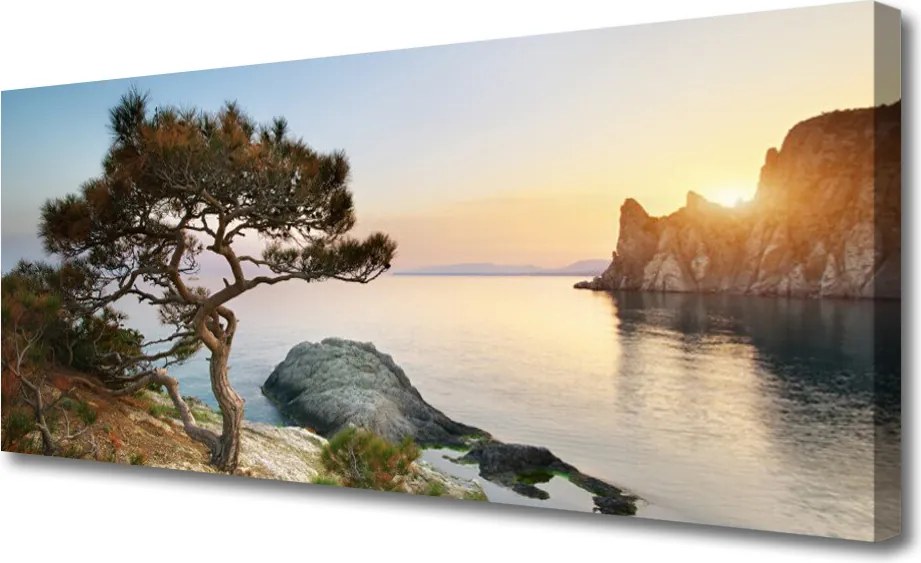 Obraz canvas Pejzaż z Drzewem nad Wodą