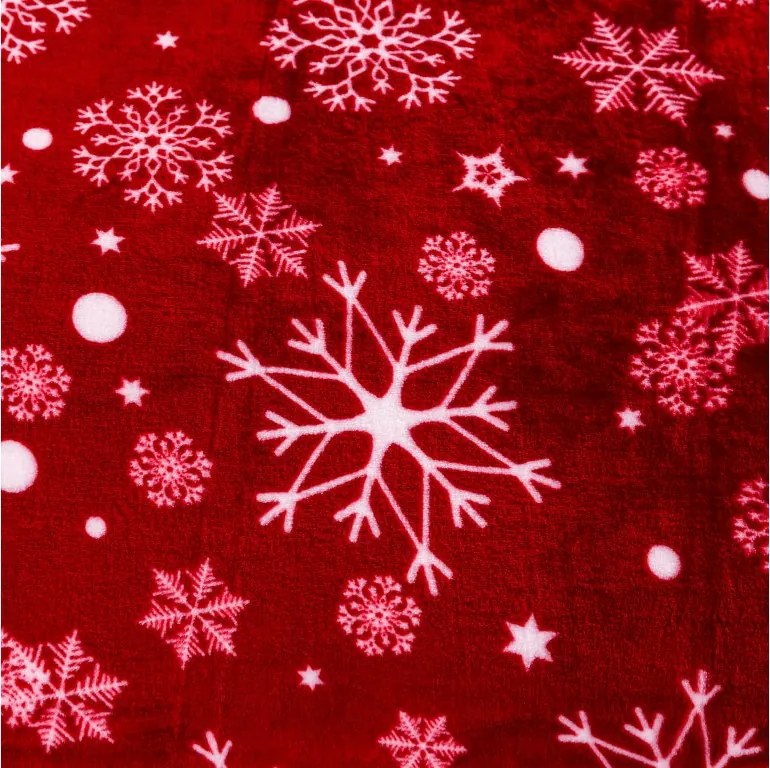 Czerwony świąteczny mikropluszowy koc SNOWFALL Rozmiar: 200 x 220 cm