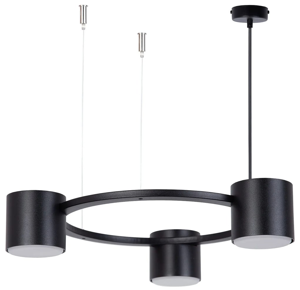 Kodo Sigma 3 czarna lampa wisząca pierścień - żyrandol do małych pomieszczeń