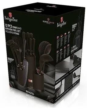Berlinger Haus 12-częściowy zestaw przyborówkuchennych w stojaku Black Rose Collection