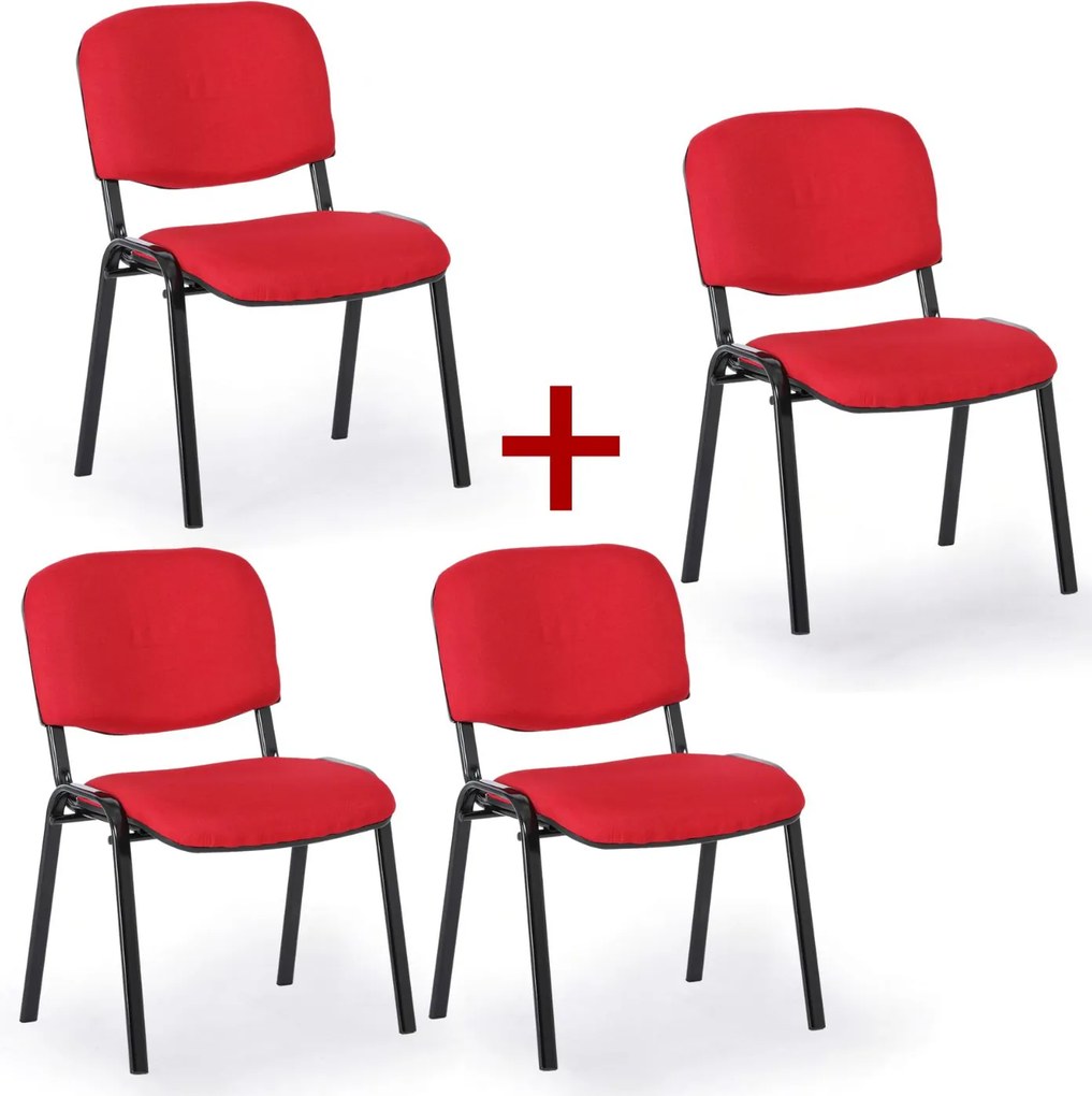 Krzesło konferencyjne VIVA PLUS 3+1 GRATIS - czarne nogi, czerwony
