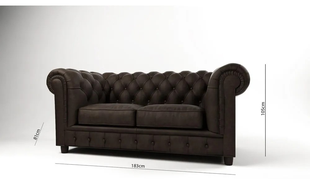 Ciemnobrązowa aksamitna sofa 178 cm Cambridge – Ropez