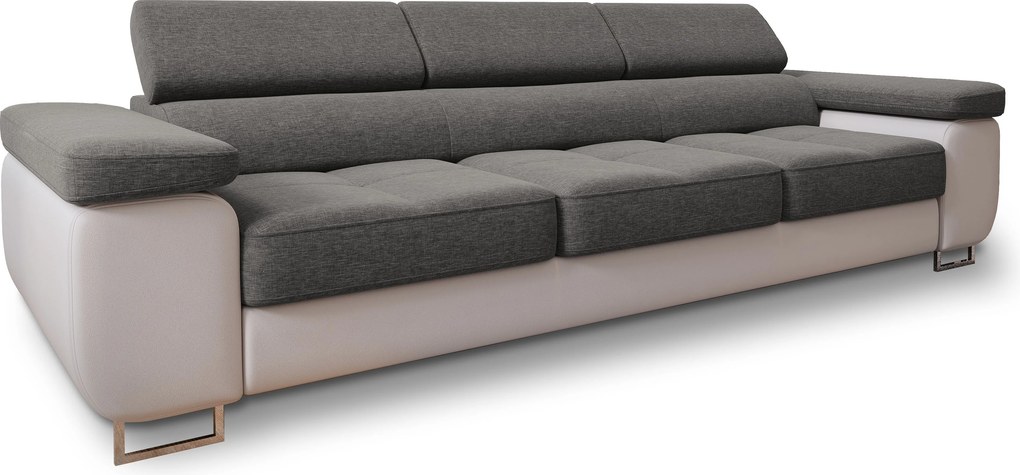 Masseno Sofa MOSINE z funkcją spania, Rozkładana sofa z regulowanymi zagłówkami - Jasnoszary, SAWANA 21 + MADRYT 920