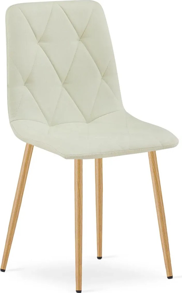 Beżowe pikowane krzesło tapicerowane na metalowych nogach K4-L23