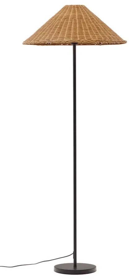 Czarno-naturalna lampa stojąca z rattanowym kloszem (wys. 154 cm) Urania – Kave Home