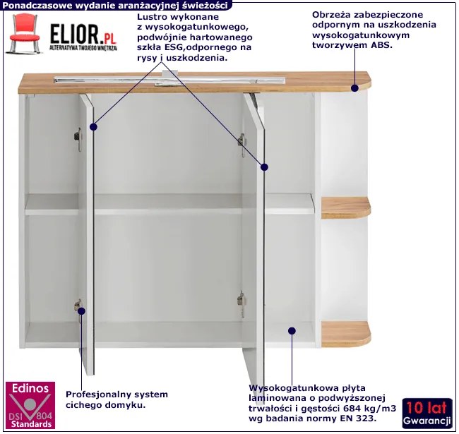 Wisząca szafka łazienkowa z lustrzanym frontem - Elekta 4X