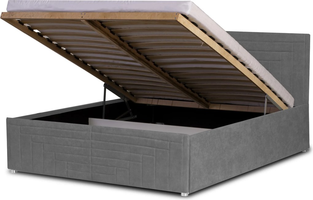 Łóżko FILI 140x200 cm Granatowy Z materacem