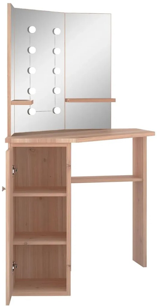 Dębowa narożna toaletka z półkami i szafką T5-E53