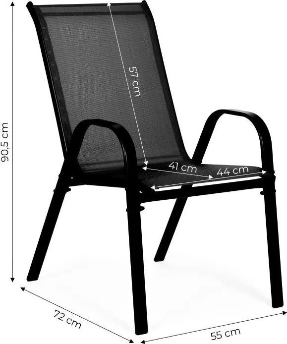 Zestaw 2 krzeseł ogrodowych sztaplowanych Isla 092, czarny