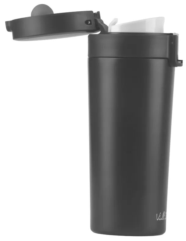 Czarny podróżny kubek termiczny Vialli Design Fuori, 400 ml