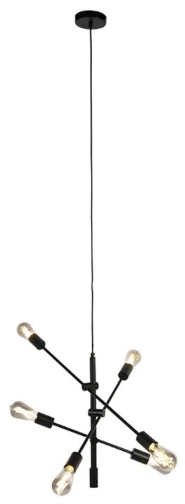 Inteligentna lampa wisząca industrialna czarna z 6 WiFi ST64 - SydneyPrzemysłowy Oswietlenie wewnetrzne