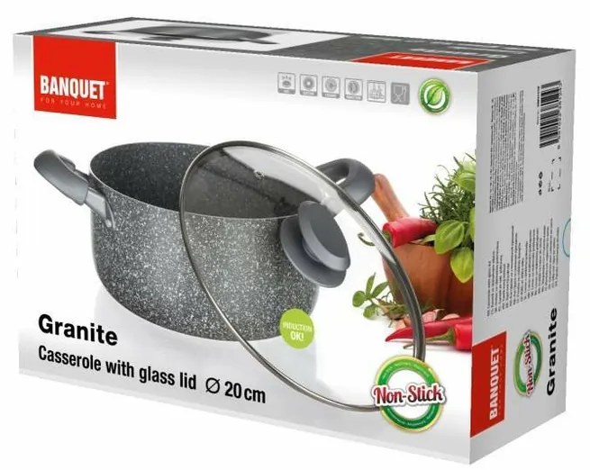 Banquet Garnek z powierzchnią nieprzywierającą Granite, 20 x 9,5 cm, 20 cm