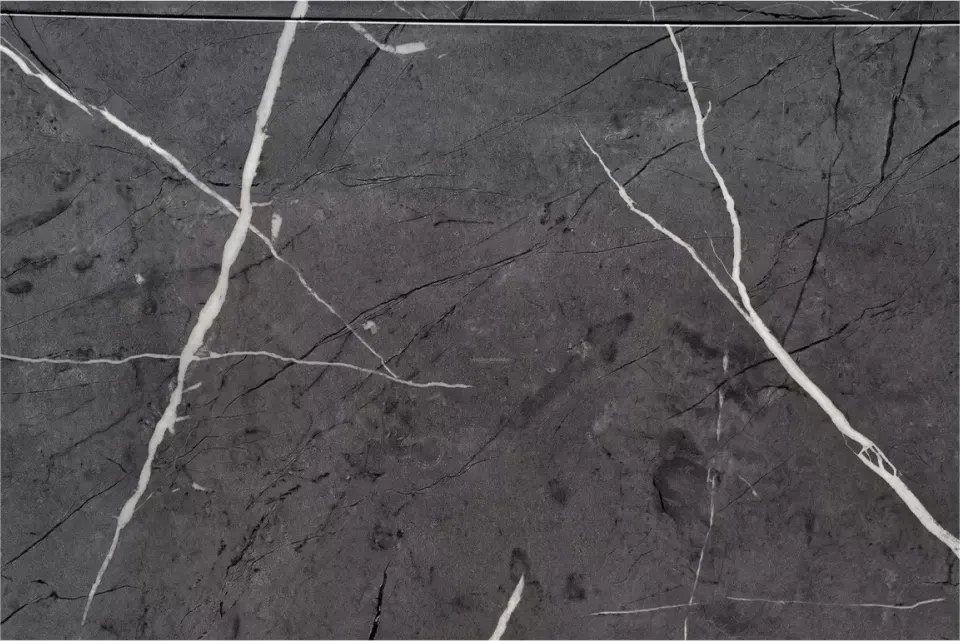 Stół rozkładany Ricard okrągły 120–160 cm MDF lakierowany szkło marmur szary glamour nowoczesny stół do jadalni salonu