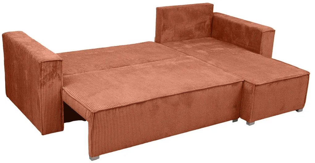 Rozkładana narożna sofa SMART COSARO terakotowa, dwustronna + 2 poduszki GRATIS