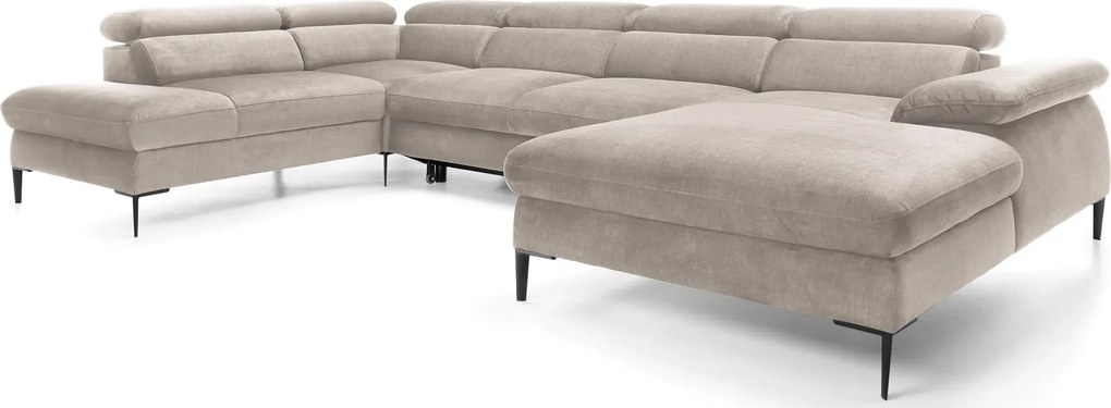 Beżowy nowoczesny narożnik U z funkcją spania Z6-C34