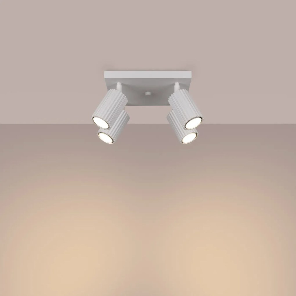 Plafon czteropunktowy KARBON 4 biały kwadratowy SOLLUX  LIGHTING