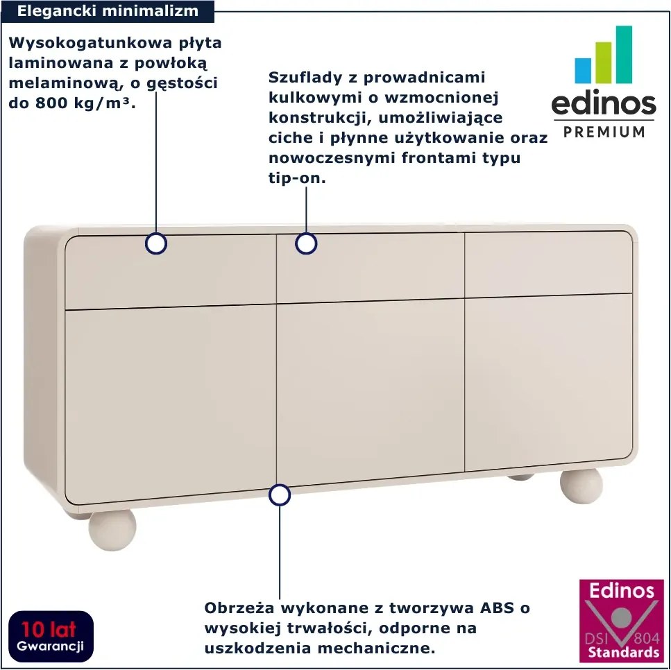 Duża kaszmirowa komoda na kulistych nóżkach A1-R24