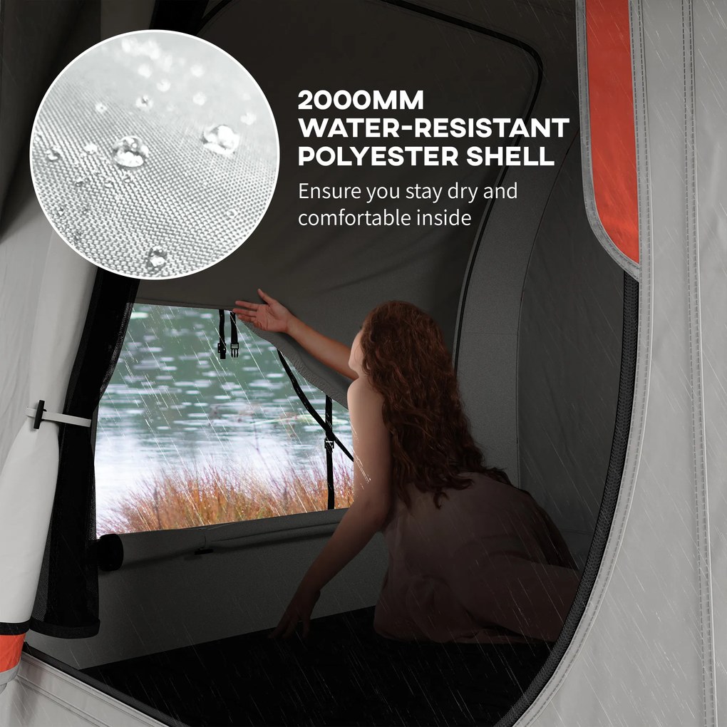 Outsunny Namiot samochodowy, namiot kempingowy 3 drzwiowy, odporny na warunki atmosferyczne, 239cm x 210cm x 210cm, Pomarańczowy + Szary