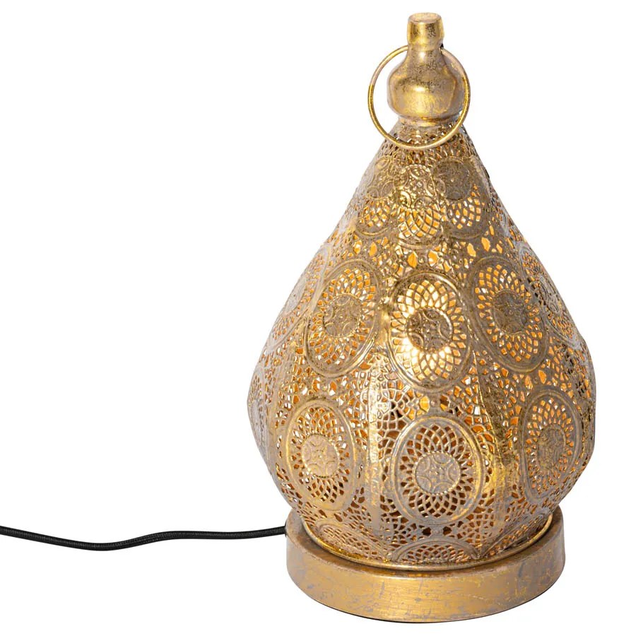 Orientalna lampa stołowa złota 19 cm - MowgliKolonialny Oswietlenie wewnetrzne