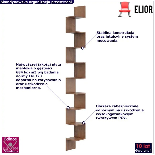 Narożna półka na książki w kolorze orzech N8-C15