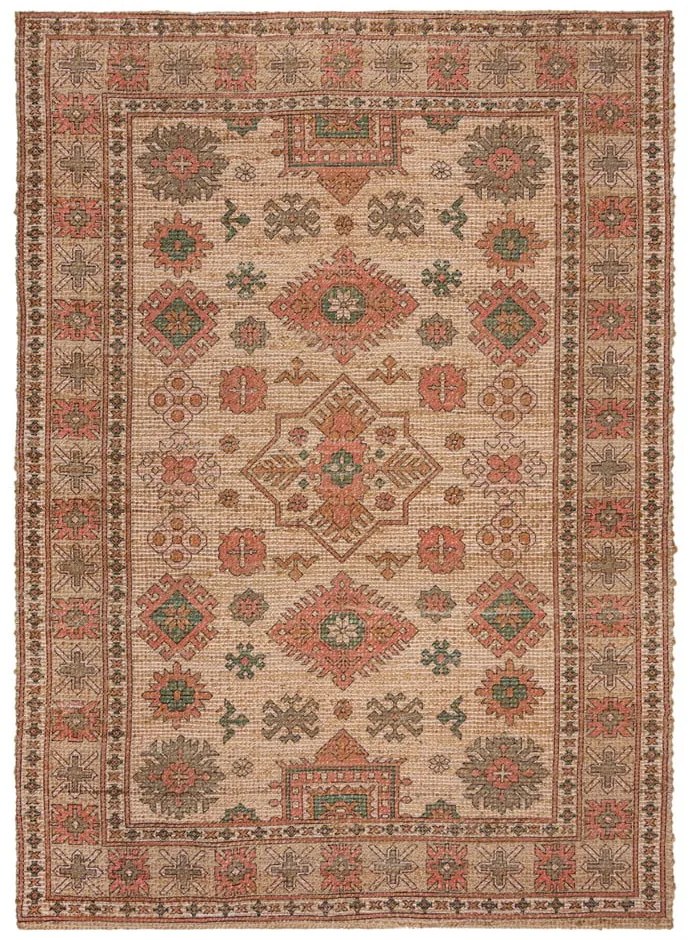 Różowo-pomarańczowy dywan z mieszanki juty tkany ręcznie 200x290 cm Lana Jute – Flair Rugs