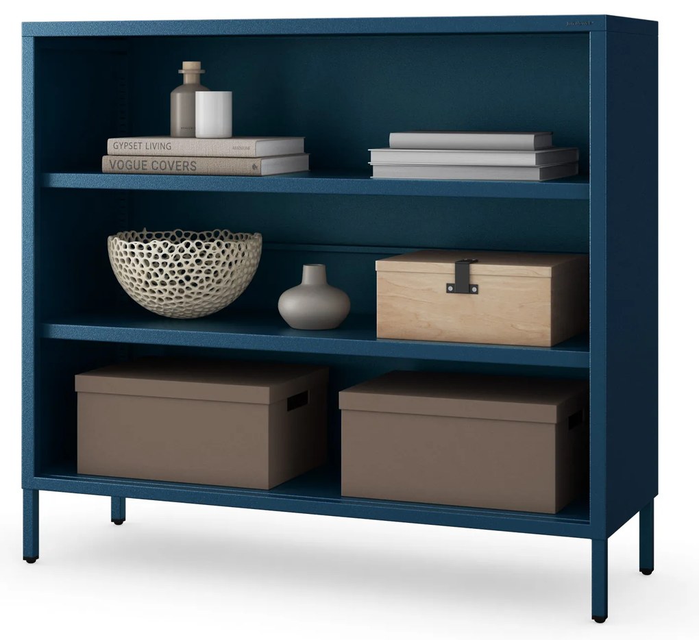 Niski regał metalowy granatowy Modern LUCA, 1000 x 900 x 350 mm