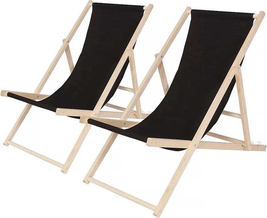 Zestaw 2 drewnianych lezaków "Chilienne" - Czarny