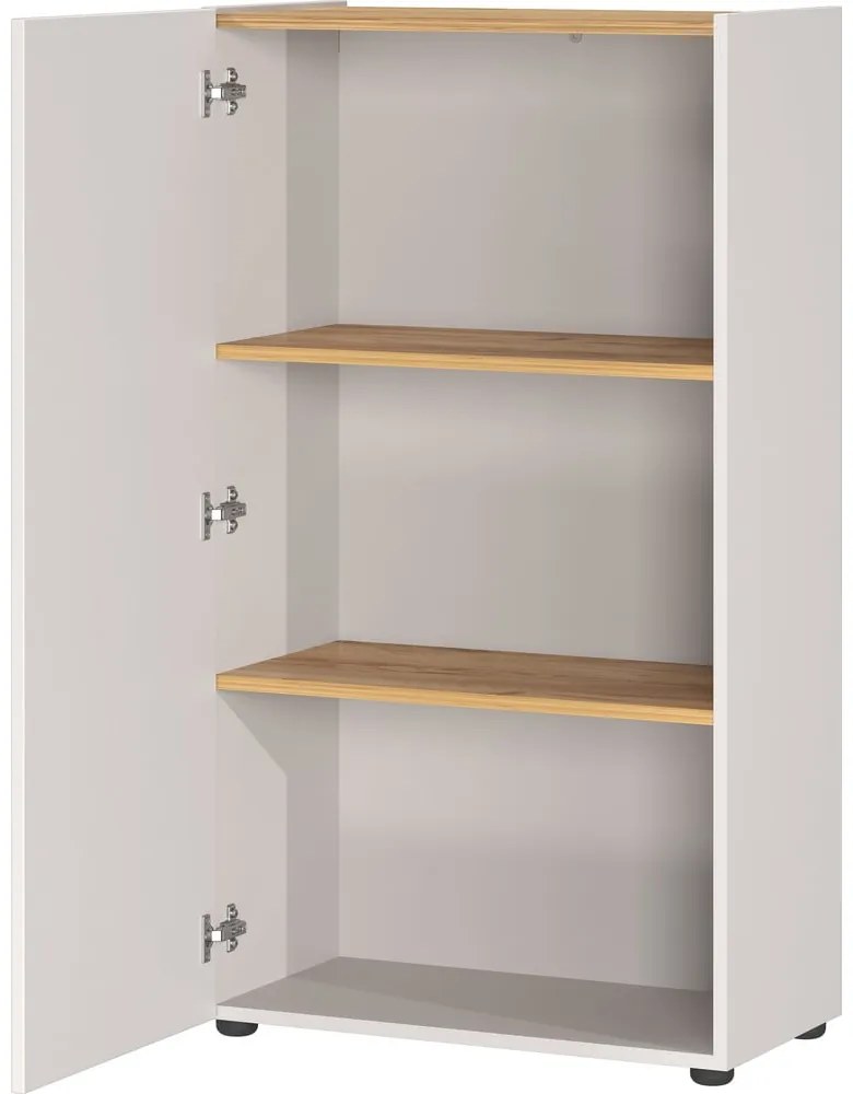 Biały regał w dekorze dębu 61x110x34 cm Adrano – Germania