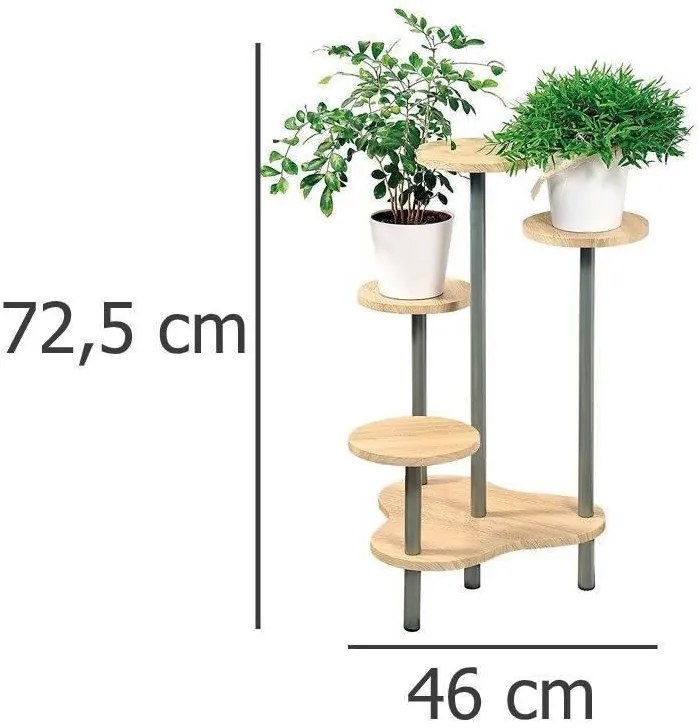 Stojak na kwiaty doniczkowe, kwietnik z 4 półkami