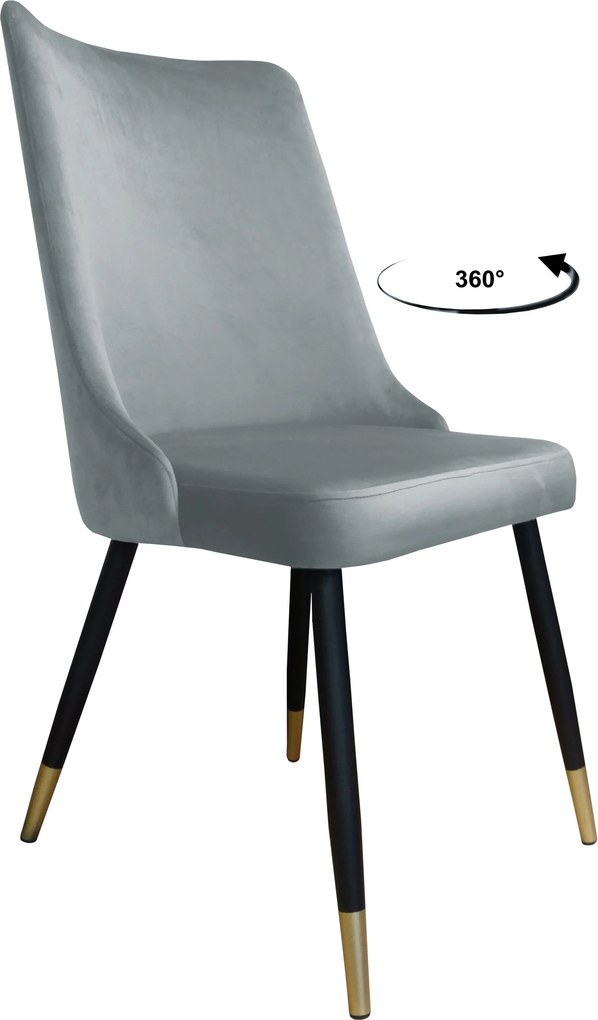 Krzesło Victor tkanina Welur noga metalowa krzesło tapicerowane premium : Kolor nogi - Czano-złota stożek, Kolor tkaniny - VELVET - MG17, Typ siedziska - Siedzisko obrotowe 360°