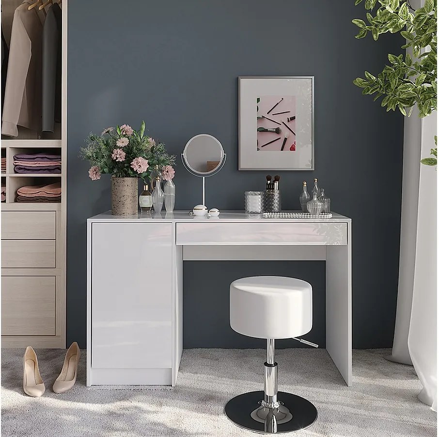 Stół toaletowy biały/biały wysoki połysk 119.8x50.1x76 sherry