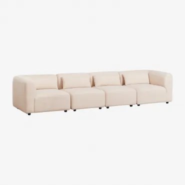 Sofa Modułowy 4-częściowy Fogler Tkanina Baranek Boucle Kremowy Beż - Sklum