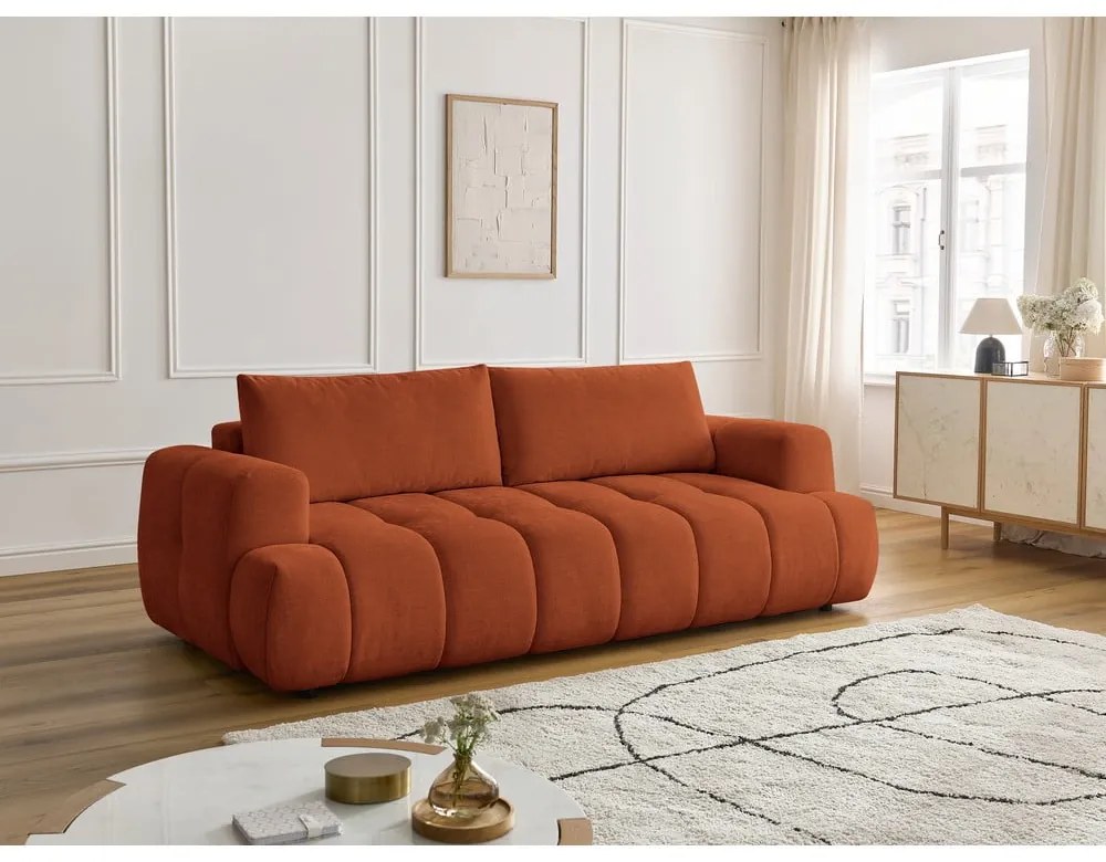 Ceglasta rozkładana/ze schowkiem sofa 251 cm Fuji – Bobochic Paris
