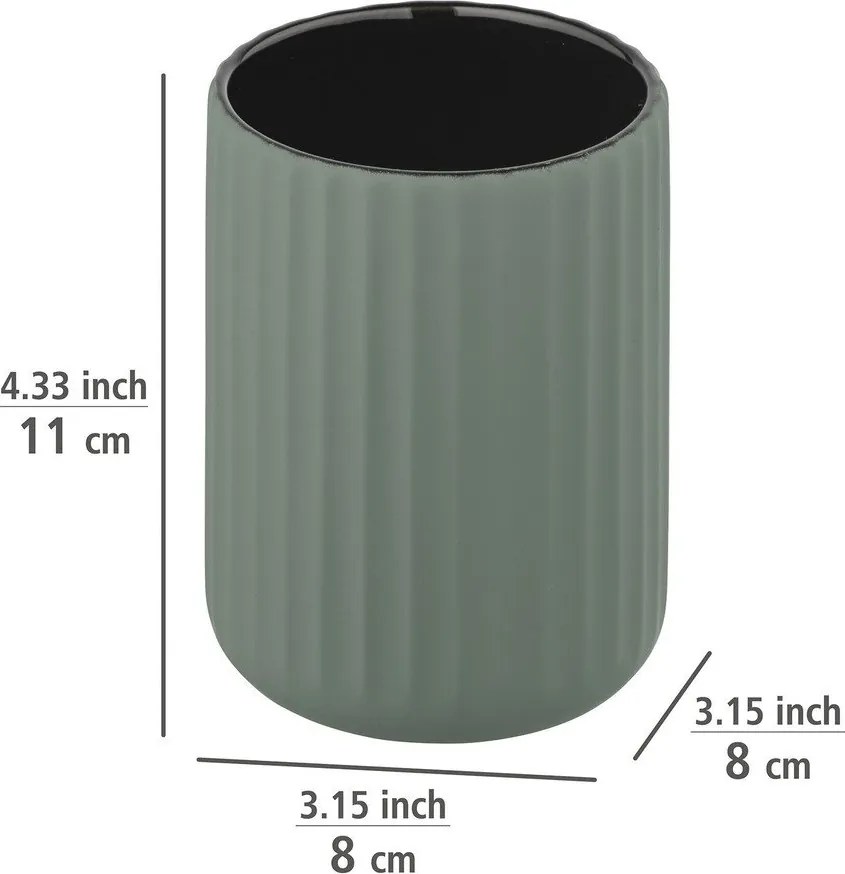 Zielony ceramiczny kubek na szczoteczki Wenko Belluno