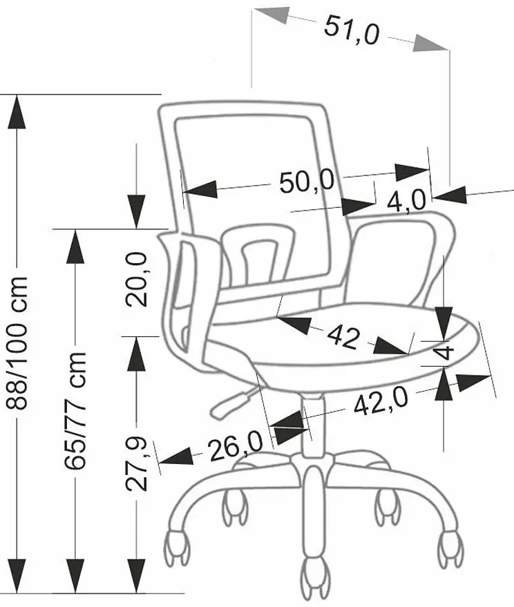 Obrotowy popielaty fotel młodzieżowy N9-C86